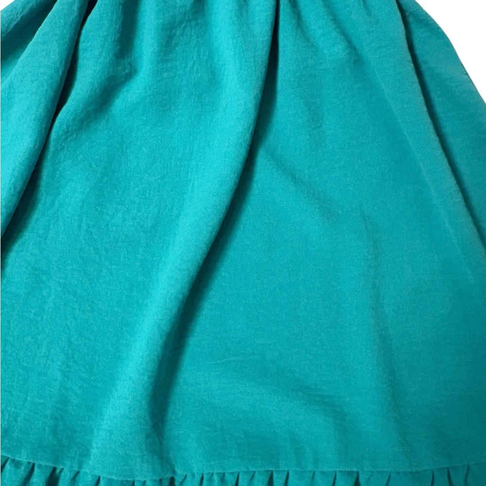 Teal V-Neck Midi Dress with Waist Tie - Picture 6 of 6